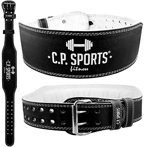 C.P. Sports Gewichthebergürtel Leder schwarz, Trainingsgürtel mit Größentabelle XS - XXXXXL