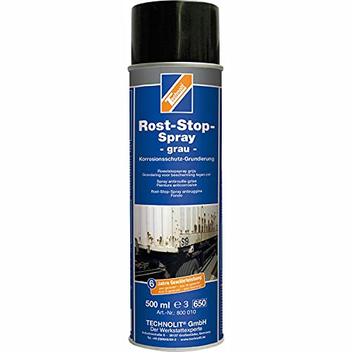 TECHNOLIT Rost-Stop-Spray 500 ml | Korrosionsschutz & Grundierung | Fuer Metall, Holz, Glas + Stein | Kunstharz-Basis | Haftstark, schnelltrocknend & als Schweisspunktfarbe nutzbar