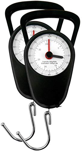 Eaxus® 2er Set Analoge Kofferwaage/Gepäckwaage - Gaswaage bis 35kg mit Gepäckhaken