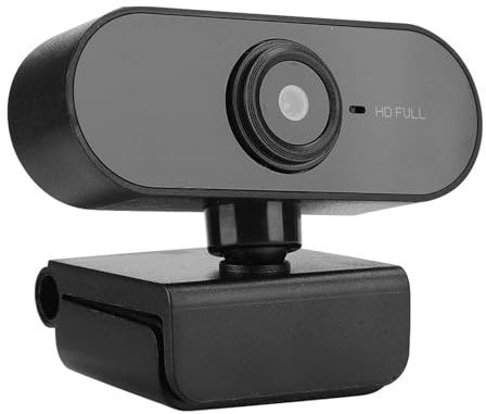 Dpofirs HD 1920x1080 Hochauflösende Webcam mit eingebautem Mikrofon, tragbarer USB 2.0-Treiber-Webcam für Computer und Laptops, 360 ° drehbare Webcam für Live-Streaming(schwarz)