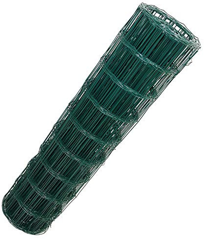 Bowose Wire Mesh Fencing with Green PVC Coating, 7.5x10cm Hole Wire Netting, 2mm Wire Thickness, Metal Fence Wire Mesh Roll for Decorative Fencing Outdoor Security Plant Protection (0.9M x 25M)