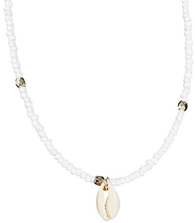 Holibanna Shell Choker Halskette Boho Shell Perlen Kette Anhänger Halskette Einstellbare Geflochtene Halskette Hals Schmuck für Frau Mädchen Geburtstag Geschenke Weiß
