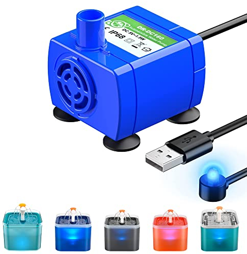 AONBOY Cat Fountain Pump with LED Light, 67oz/2L Cat Water Fountain Pump, Ultra Quiet, IP68 Waterproof, Long Lifespan