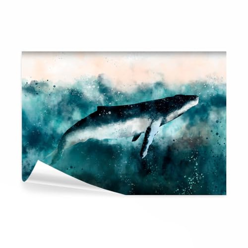 decomonkey - Papier Peint Panoramique Poisson Ozean 350x256 cm - Décoration murale – Tapisserie pour chambre salon - Bébé d'âge préscolaire couleurs de la nature tendances poisson océan mer
