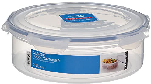 Lock & Lock HSM952 rund Container, Kunststoff, klar, 2,5 Liter ⌀ 23 x 8.5 cm