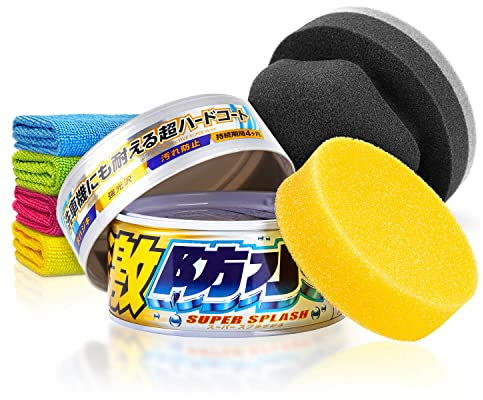 Soft99 Water Block Super Splash Light Hartwachs (300g) Auto Wachs Versiegelung Set - Langzeitschutz (3 M.) mit Lotuseffekt und Glanz für helle Lacke - Lackversiegelung, Langzeitversiegelung | 7-teilig