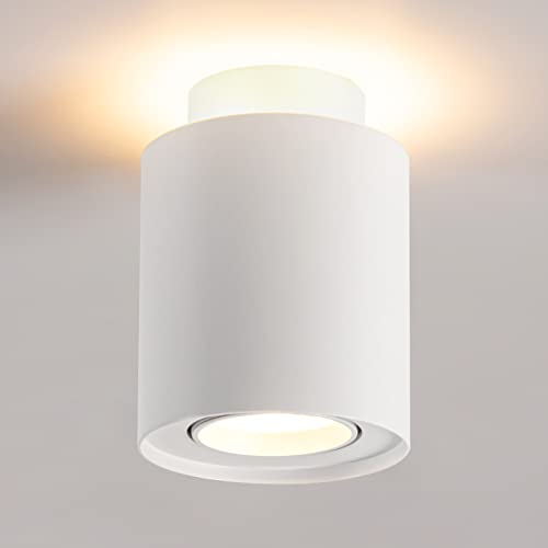 URing Faretto LED da incasso, orientabile, 6 W + 5 W, faretto da soffitto, rotondo, IP20 per soggiorno, con chip LED e GU10, 3000 K, bianco caldo, 230 V, bianco opaco