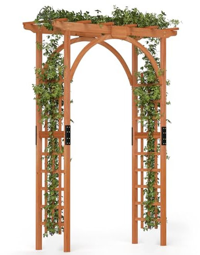 GiantexUK Wooden Garden Arch, Entryway Trellis Pergola Arbour, Outdoor Yard Lawn Plant Climbing Archway for Wedding Ceremony Party Decoration (160 x 60 x 215cm)