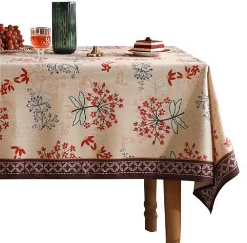patdrea Französische Leinen-Tischdecke, weich, atmungsaktiv, Tischdecke, Küche, Esszimmer, Tischdecke für rechteckige Tische für Partys, Urlaub, 140 x 140 cm
