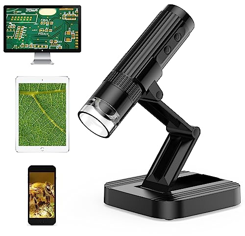 WADEO WiFi USB Digitalmikroskop, 1080P HD 50-1000X Digitales Mikroskop Handmikroskop mit 2 MEGAPIXEL-Kameras und 8 LEDs, kompatibel mit iPhone iPad Android Mac Windows