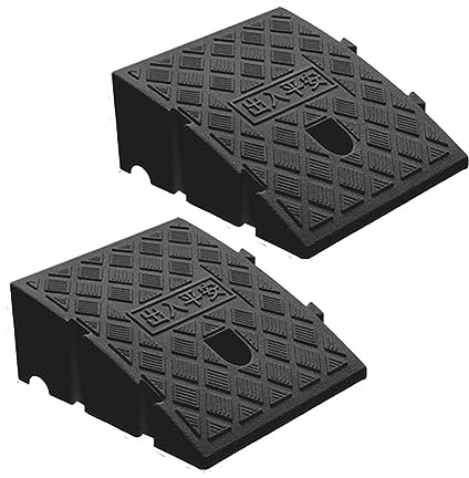 Lot de 2 Rampe de Trottoir 250x270x70mm, Portable - en Plastique Léger - Rampe de Seuil de 7cm Trottoirs pour Voiture vélo Fauteuil Roulant, Moto, Chariot à Main, Surface Antidérapante, 2 Pièce