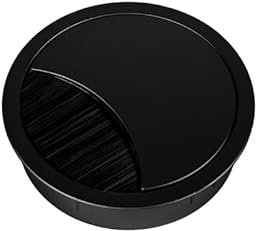 TecLines TKD002 Tisch Kabeldurchlass rund 80mm (schwarz), Kabeldose, Bürstendichtung, für mehrere Kabel