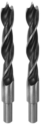 HARFINGTON Brad Point Bohrer 18 mm Durchmesser, gerader runder Schaft, metrischer Spiralbohrer für Weichholz, Hartholz, Sperrholz, Kunststoff, Gummi, Schwarz, 2 Stück