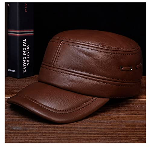 Lederhüte für Herren und Damen Männer Echtes Leder Baseballkappe Brandneue männliche S-PRING-Winter-warmes Baret Mi-Liting-Hüte Warmes und süßes Geschenk ( Color : Brown , Size : Adjustable 56-60cm )