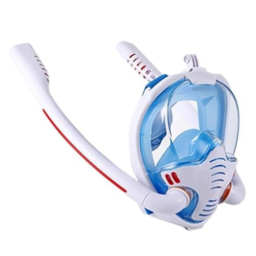 KIKYKUBBLETASW Schnorchelmaske Doppelschlauch Silikon Volltrocken Tauchmaske Erwachsene Schwimmmaske Taucherbrille (Color : White-blue, Size : L/XL)