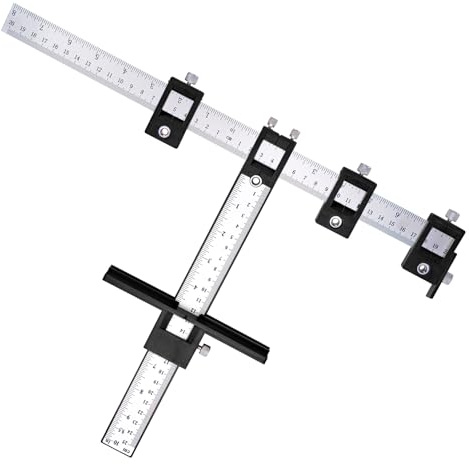 Trintion Punch Locator Adjustable Cabinet Hardware Jig Drilling Guide Template Drilling Kitchen Door Handle Jig for Installing Handle Knobs on Door or Drawer Pulls (Black)