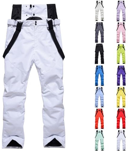 Skihose für Damen – isolierte Schneehose für Damen, Übergröße, isolierte und schneefeste Hose, verstellbare Taille und abnehmbare Hosenträger – zum Skifahren, Snowboarden, gelb, XXXL