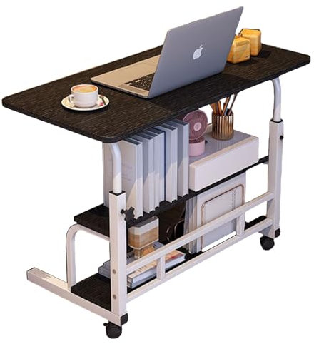 Höhenverstellbarer tragbarer Laptoptisch mit Rollen, Stehpult für Bett, Couch, Büro, rollbarer Computertisch für Sofa, 61 x 40,6 cm