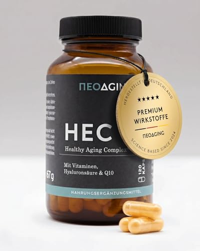 NEOAGING Healthy Aging Complex - Komplex mit Vitaminen, Hyaluronsäure & Coenzym Q10 vegan & ohne Zusatzstoffe - Vorratspack mit 120 Kapseln
