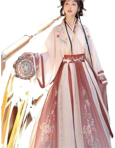 IUERVPS Robe de danse traditionnelle chinoise Hanfu for femmes, tenue de scène brodée, costume de fée Cosplay, dégradé bleu et vert(Red1,XL)