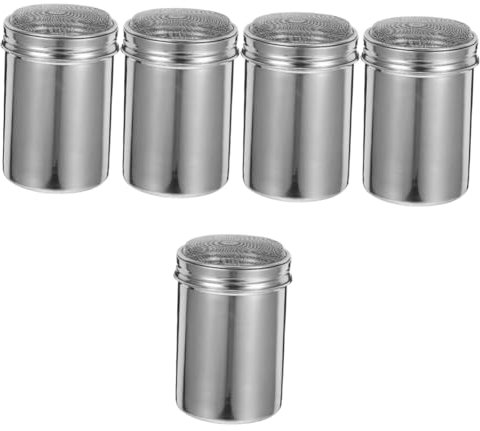 Cabilock 5 Piezas De Acero Inoxidable para Espolvorear Especias Y Azúcar para Cócteles Dispensador Colador Chocolate Botella para Hornear Harina Fina Cacao Café Espumador Jarra