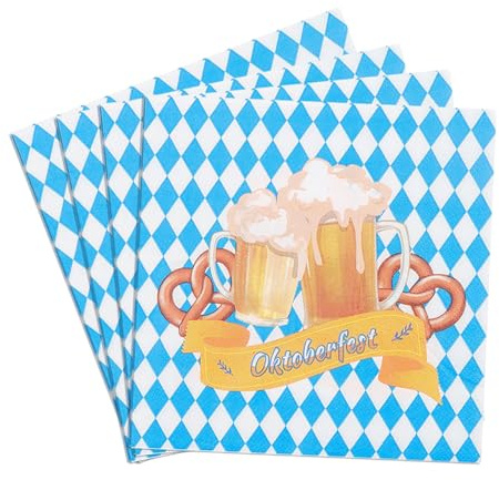 40 Stück Oktoberfest Servietten Blau Weiß,Bayrische Party Deko Tischdeko Set Bayerische Servietten Accessoires Oktoberfestdeko Partygeschirr Paper Papierservietten für Bayrisch Dekoration Partyzubehör