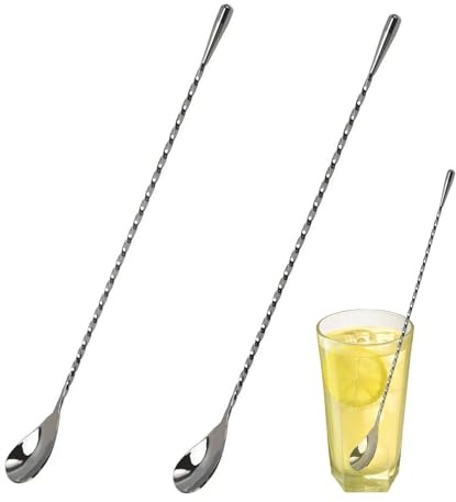 Cocktaillöffel 30 cm 2er Set, Edelstahl Barlöffel und langer Cocktailrührer, Rührlöffel mit beschwertem Ende für Aperol, Longdrinks und Bar