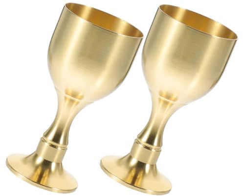 LABRIMP 2 Copas de Latón Dorado Diseño Único Duraderas y Fáciles de Limpiar, Capacidad Adecuado para Ofrendas y Celebraciones para Uso Ceremonial y Religioso