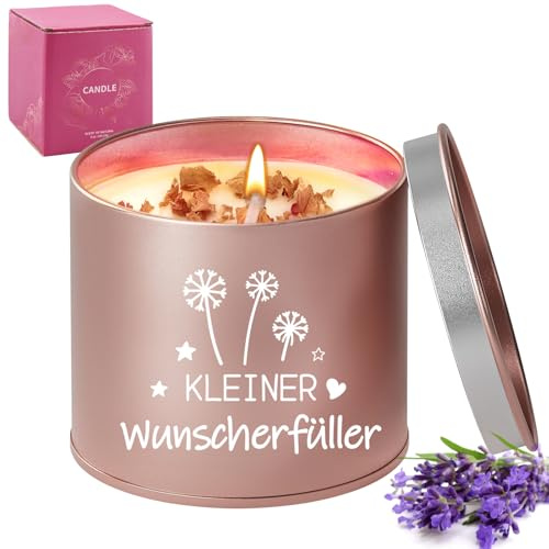 Geburtstagsgeschenk für Frauen - 9OZ Lavendel Duftkerze im Metalltopf mit Wunscherfüller Design - Kerzen Geschenke für Freundin, Mama, Oma - Für Valentinstag, Muttertag, Ostern