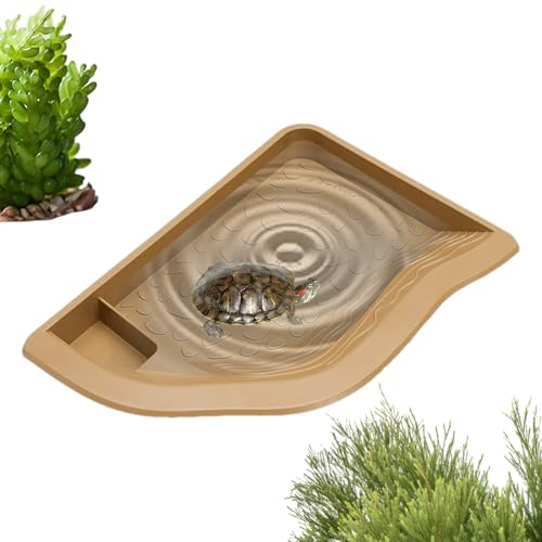 Qkbuza Ciotola d'acqua per rettili, decorazione per acquario, grande ciotola paesaggistica per serpenti, dragone barbuto, arrampicata acquatica, tartaruga, acquario