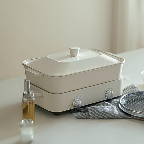 4L Split Electric Hot Pot | Multi-function Household Cooker w/Speed Control | Non-stick Dual Pot for Frying, Stir-fry & Boiling
