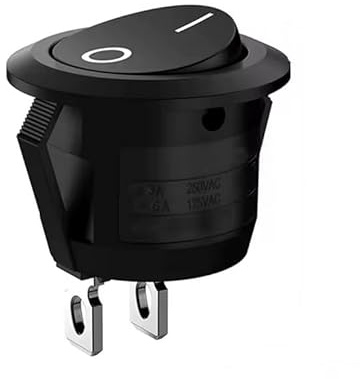 Runde Wippschalter 23mm – Kippschalter 2 Polig 125V/250V AC 6A – Schwarz Einbauschalter Ein/Aus