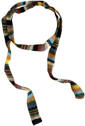 Zghhc Gestrickter Langer Schalgürtel Für Damen, Regenbogen Gestreifter Strickschal, Taillenband, Schmaler Schal, Langer Bund, Y2k-Accessoires