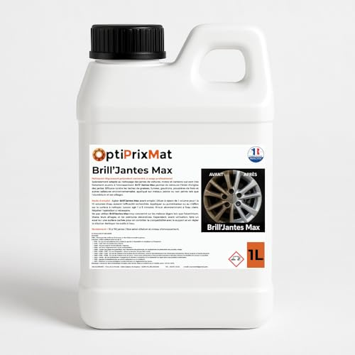 OptiPrixMat Brill’Jantes Max – Nettoyant Jantes Professionnel concentré à Base d’Acide oxalique – Rendement Jusqu’à 50 Jantes par bidon de 1 L – Dégraissant désoxydant Puissant