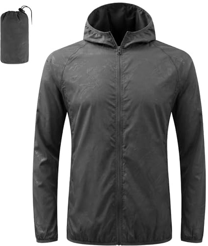 BSBUY Chaqueta Deportiva Hombre, Chubasquero Running Unisexo de Impermeable y Ligero, Sudaderas con Cremallera, Chaqueta de lluvia Hombre para Exteriores