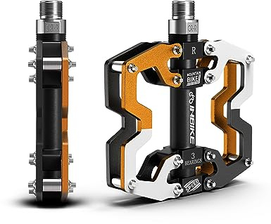 INBIKE Pedali Ciclismo da Bicicletta in Alluminio Petale MTB Leggero(Giallo)