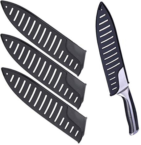 BESTonZON 3 Stücke Klingenschützer Kunststoff Messerhülle Küchenmesser Schutzhülle für 8 Zoll Messer (schwarz)
