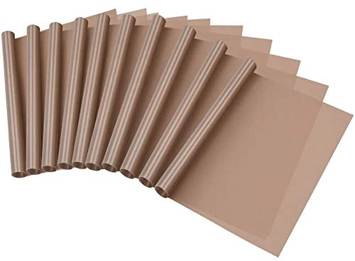 selizo Confezione da 10 fogli in teflon per pressa a caldo, riutilizzabili, antiaderenti, 30,5 x 40,6 cm, carta da forno in teflon per fondo del forno, tappetino da forno lavabile, resistente al