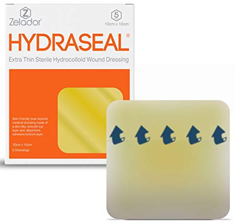 Hydrocolloid Thin Wound Dressing – Waterproof, Breathable & Adhesive Patches for Faster Healing, Blister & Acne Protection – Ideal for Sensitive Skin - 10x10cm x 5