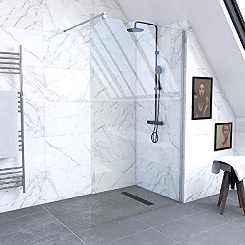 Pack paroi de douche TRANSPARENT 120x200 cm profile chrome + barre de fixation