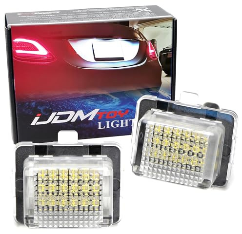 iJDMTOY OEM-Fit 3W Full LED License Plate Light Kit Compatible With Mercedes-Benz C CLS CLA E S SL SLK Class, Powered by 18-SMD Xenon White LED & Can-bus Error Free