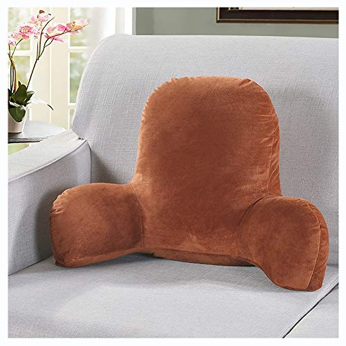 YOUCAI Kissen Rückenkissen Mit Armstütze Baumwolle Leinen Plüsch Bett Lese Erholung Taille Stuhl Sofa Rastlendenkissen Für Auto, Bett, Büro-Stuhl Und Sofa,Braun,58x40x25cm