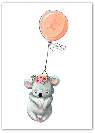 LCSLDW Leinwanddruck Cartoons Tier Ballon Kinderzimmer Wandkunst Druck Leinwand Malerei Nordic Poster Wandbilder Baby Kinderzimmer Dekor, Wie Gezeigt, 30X40Cm No Frame