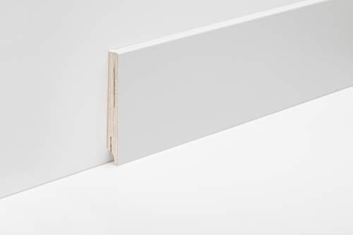 Battiscopa in legno Noce Tanganika Laccato Bianco H.100mm 2400 x 100 x 13 mm (0182BN)