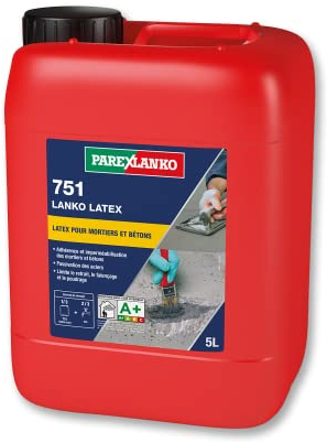 Parexlanko - Résine d’accrochage - 751 Lanko Latex - Améliore les performances des mortiers, bétons et enduits - À mélanger à l’eau de gâchage - 5L