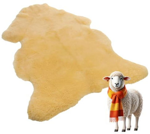 Lammfellhof Baby Lammfell Medizinisch Gegerbt - Therapeutisches Lammfell, Medizinisches Schaffell Baby - Lammfell Echt Merino Schaffell Ökologisch - 100% Natürliches Relugan (S -ca.80-85cm)