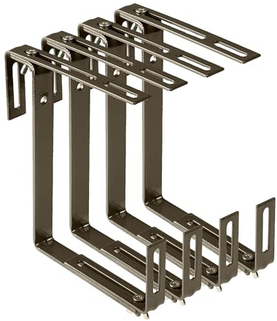 XCLOU Support pour jardinière Couleur Marron - Support de bac à Fleurs Robuste et réglable en Largeur- Accroche jardinière en métal pour Le Balcon (Lot de 4)