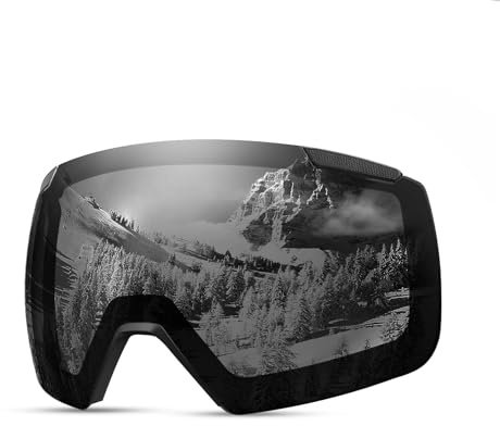 OutdoorMaster Heron Ski Goggles with 2 Lens, Frameless, Magnetic Interchangeable HD Toric Lens, OTG Snowboard Goggles