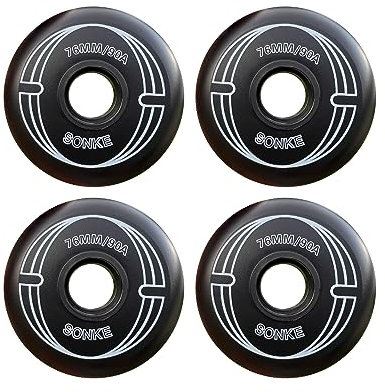 IBOWZ Inline-Skate-Räder mit 4er-Pack Inline-Skate-Räder 85A 90A Rollschuh-Räder 72 mm 76 mm 78 mm 80 mm mit Lagern, Ersatzräder, Rollschuh-Räder, schwarz S, 72 mm