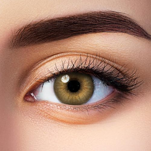 Aricona Farbige Kontaktlinsen mit Stärke, Honig-Braun, -0,75 Dioptrien, Brillante Augenfarbe & klare Sicht mit den natürlichen Farblinsen für Brillenträger mit Premium Hydrogel